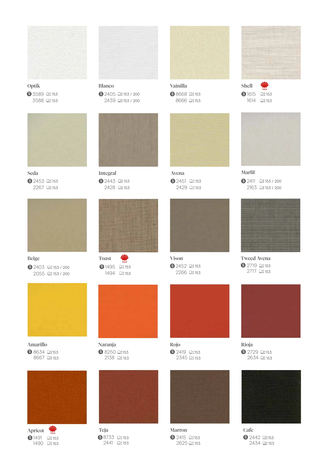 Kleurenkaart Sauleda Masacril met ruim zestig kleuren