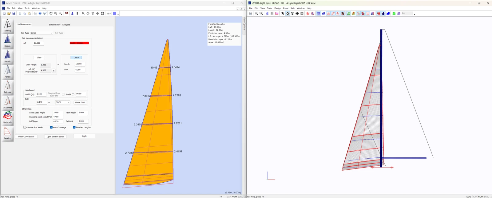 Zeilontwerp in de ontwerpsoftware van Hagoort Sails